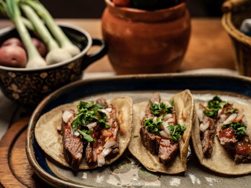 Beef flank steak, cooked