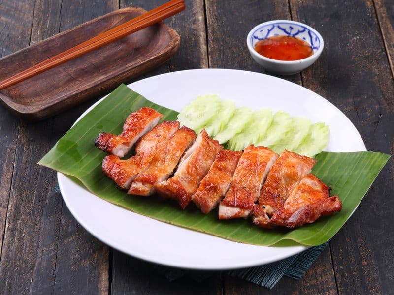 Chicken breast with skin, roasted