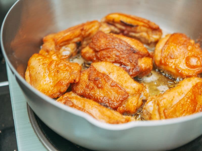 Chicken thigh, cooked