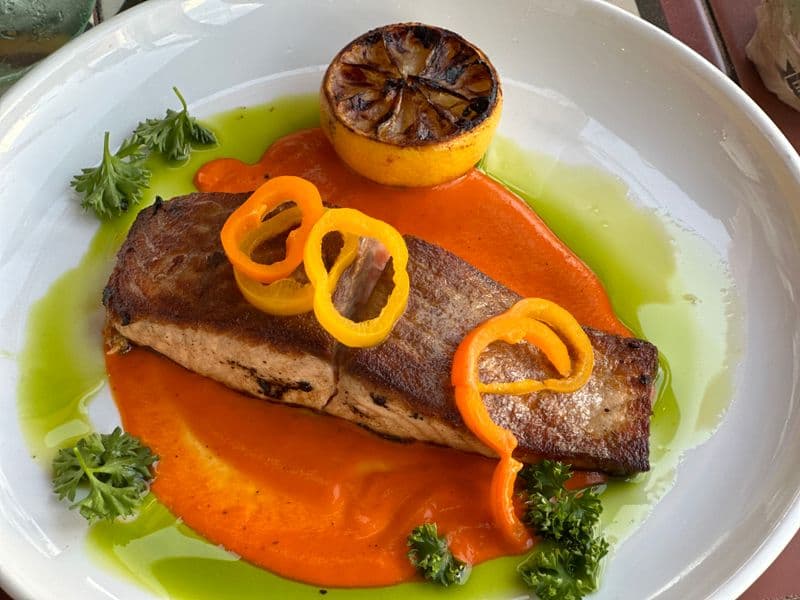 Coho salmon, cooked