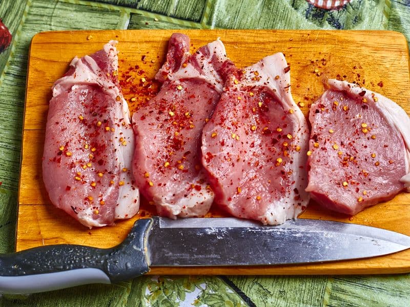 Pork blade chop, cooked