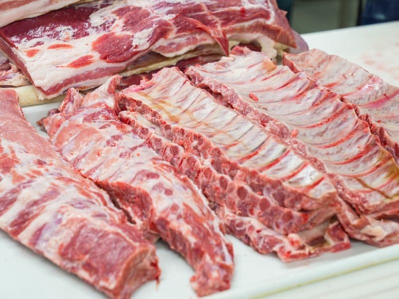 Pork spareribs, cooked