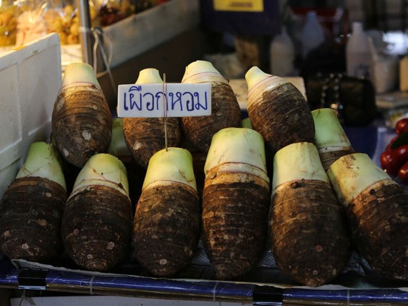 Taro shoots, cooked