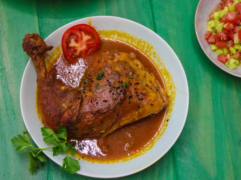 Turkey thigh, cooked